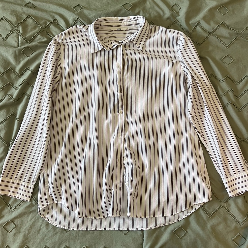 Uniqlo striped long sleeve button up